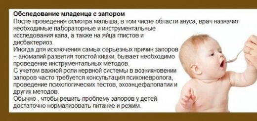 Запор у грудного ребенка (лечение запора)
